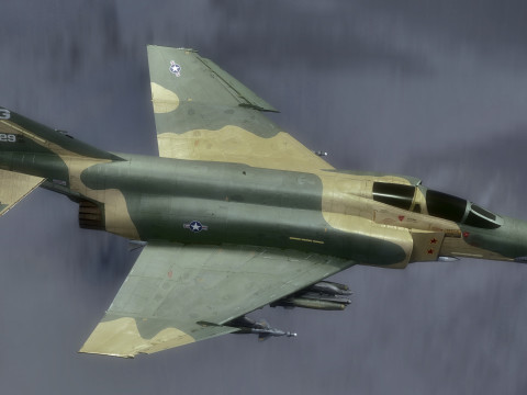 F4 Phantom 2 -Forest Texture-Fully Rigged-Changeble Decal -Texts Modelo 3D