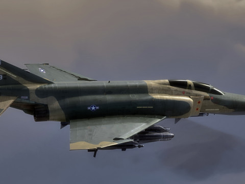 F4 Phantom 2 -Forest Texture-Fully Rigged-Changeble Decal -Texts Modelo 3D