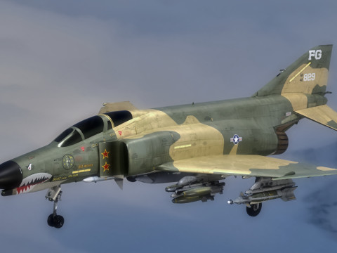 F4 Phantom 2 -Forest Texture-Fully Rigged-Changeble Decal -Texts Modelo 3D