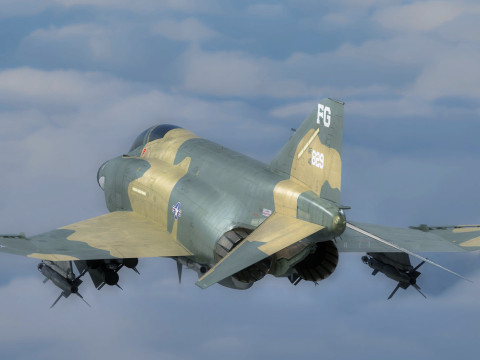 F4 Phantom 2 -Forest Texture-Fully Rigged-Changeble Decal -Texts Modelo 3D