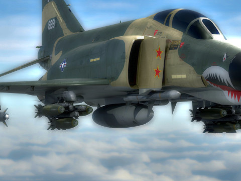 F4 Phantom 2 -Forest Texture-Fully Rigged-Changeble Decal -Texts Modelo 3D