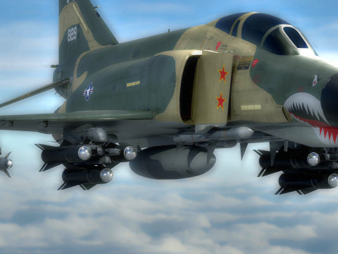 F4 Phantom 2 -Forest Texture-Fully Rigged-Changeble Decal -Texts Modelo 3D