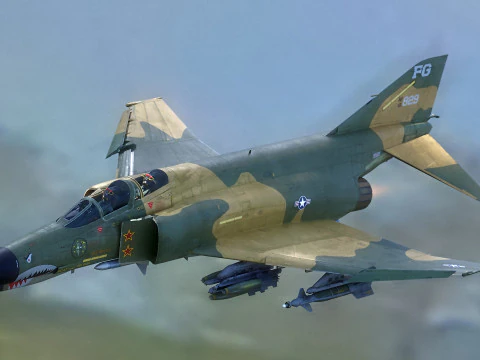 F4 Phantom 2 -Forest Texture-Fully Rigged-Changeble Decal -Texts 3D Model