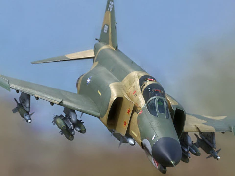 F4 Phantom 2 -Forest Texture-Fully Rigged-Changeble Decal -Texts 3D Model