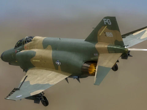F4 Phantom 2 -Forest Texture-Fully Rigged-Changeble Decal -Texts 3D Model