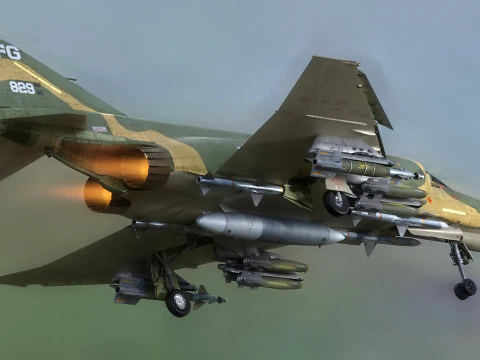 F4 Phantom 2 -Forest Texture-Fully Rigged-Changeble Decal -Texts 3D Model