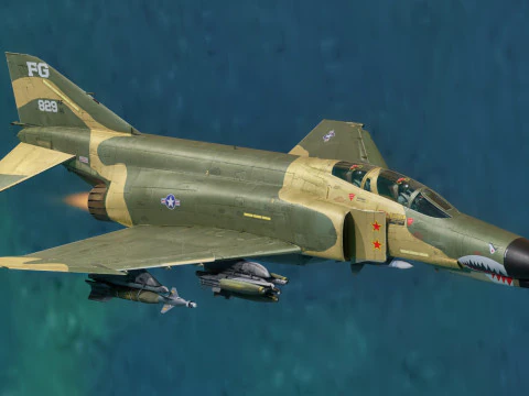F4 Phantom 2 -Forest Texture-Fully Rigged-Changeble Decal -Texts 3D Model