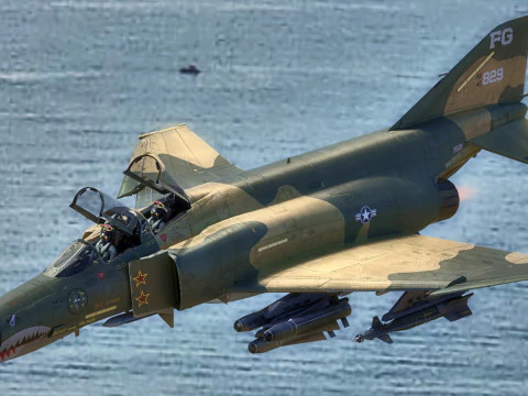 F4 Phantom 2 -Forest Texture-Fully Rigged-Changeble Decal -Texts 3D Model