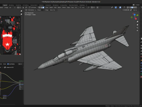 F4-Phantom 2- 50 YIL- Totalmente equipado com texturas de alta resolu&ccedil;&atilde;o Modelo 3D
