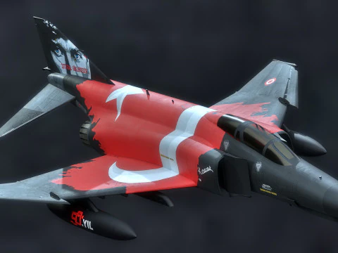 F4-Phantom 2- 50 YIL- Totalmente equipado com texturas de alta resolu&ccedil;&atilde;o Modelo 3D