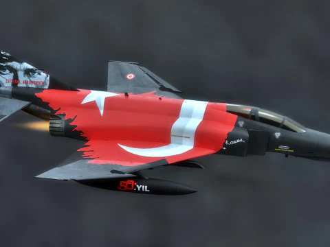 F4-Phantom 2- 50 YIL- Totalmente equipado com texturas de alta resolu&ccedil;&atilde;o Modelo 3D