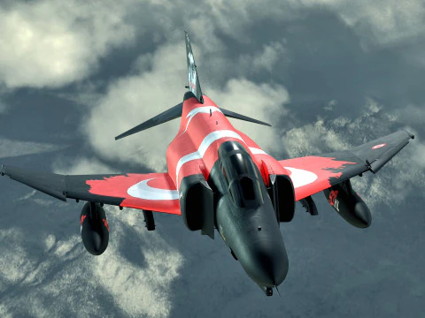 F4-Phantom 2- 50 YIL- Totalmente equipado com texturas de alta resolu&ccedil;&atilde;o Modelo 3D