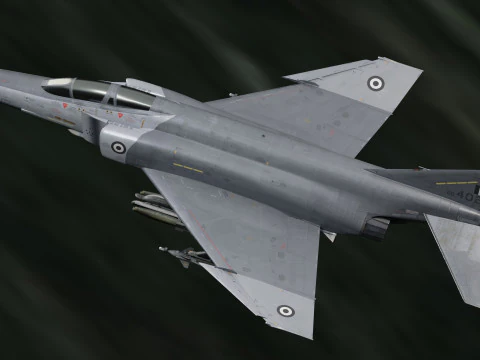 F4 Phantom 2 - Decalcomania intercambiabile con texture grigia, completamente attrezzata, testi Modello 3D