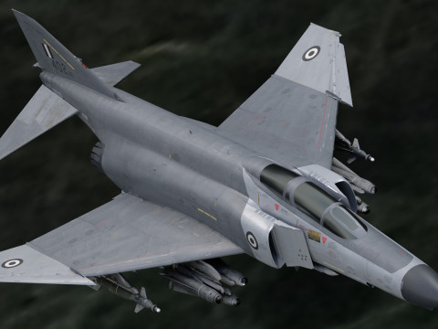 F4 Phantom 2 - Grey Texture-Fully Rigged-Changeble Decal -Texts 3D Model