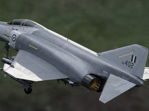 F4 Phantom 2 - Grey Texture-Fully Rigged-Changeble Decal -Texts 3D Model