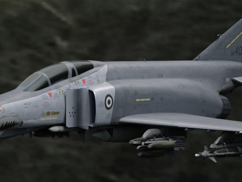 F4 Phantom 2 - Grey Texture-Fully Rigged-Changeble Decal -Texts 3D Model