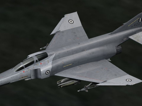 F4 Phantom 2 - Grey Texture-Fully Rigged-Changeble Decal -Texts 3D Model