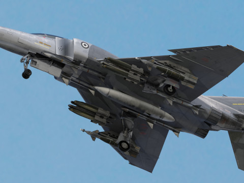 F4 Phantom 2 - Grey Texture-Fully Rigged-Changeble Decal -Texts 3D Model