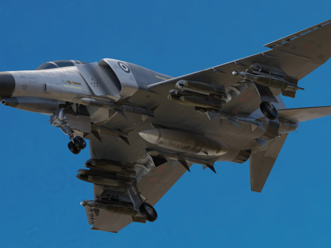F4 Phantom 2 - Grey Texture-Fully Rigged-Changeble Decal -Texts 3D Model