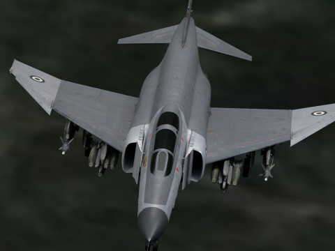 F4 Phantom 2 - Grey Texture-Fully Rigged-Changeble Decal -Texts 3D Model