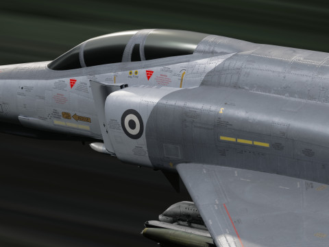 F4 Phantom 2 - Grey Texture-Fully Rigged-Changeble Decal -Texts 3D Model