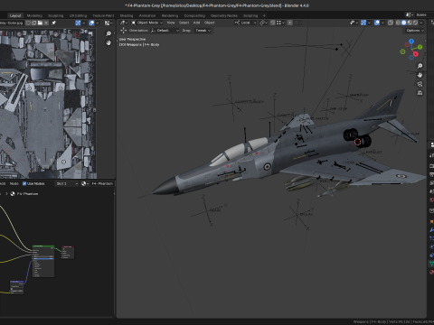 F4 Phantom 2 - Grey Texture-Fully Rigged-Changeble Decal -Texts 3D Model