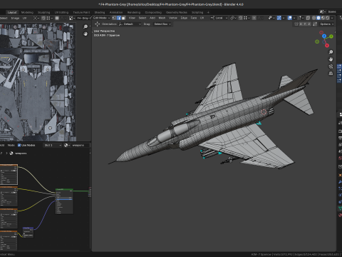 F4 Phantom 2 - Grey Texture-Fully Rigged-Changeble Decal -Texts 3D Model