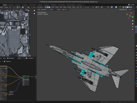 F4 Phantom 2 - Grey Texture-Fully Rigged-Changeble Decal -Texts 3D Model