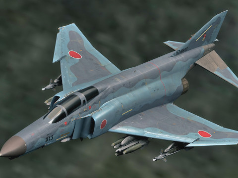 F4 Phantom 2 - Kai Texture-Fully Rigged-Changeble Decal -Text 3D Model