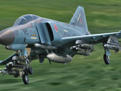 F4 Phantom 2 - Decalque Kai Texture-Totalmente Rigged-Changeble -Texto Modelo 3D