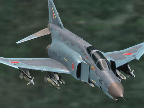 F4 Phantom 2 - Kai Texture-Fully Rigged-Changeble Decal -Text Modelo 3D