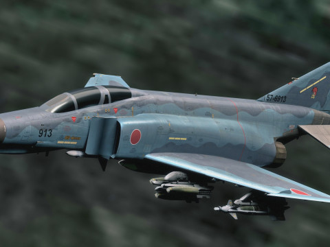 F4 Phantom 2 - Kai Texture-Fully Rigged-Changeble Decal -Text Modelo 3D