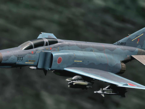 F4 Phantom 2 - Decalque Kai Texture-Totalmente Rigged-Changeble -Texto Modelo 3D