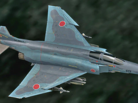 F4 Phantom 2 - Decalque Kai Texture-Totalmente Rigged-Changeble -Texto Modelo 3D