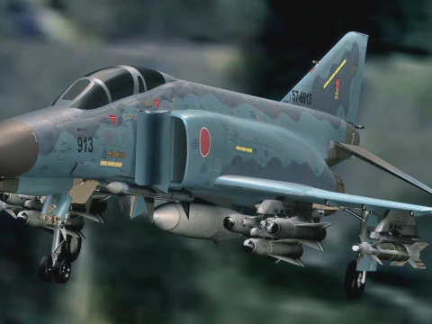F4 Phantom 2 - Decalque Kai Texture-Totalmente Rigged-Changeble -Texto Modelo 3D