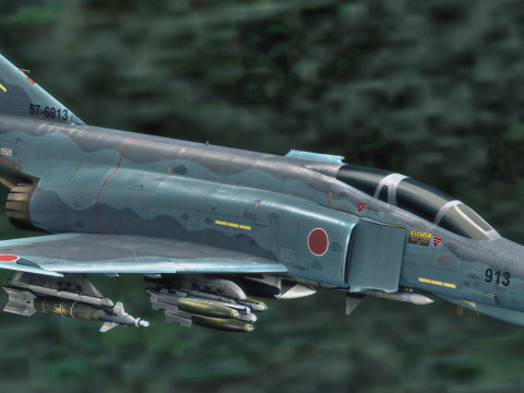 F4 Phantom 2 - Kai Texture-Fully Rigged-Changeble Decal -Text Modelo 3D