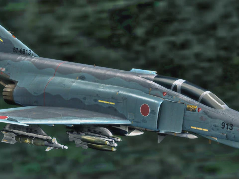 F4 Phantom 2 - Decalque Kai Texture-Totalmente Rigged-Changeble -Texto Modelo 3D