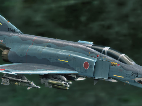 F4 Phantom 2 - Kai Texture-Fully Rigged-Changeble Decal -Text Modelo 3D