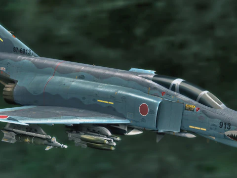 F4 Phantom 2 - Decalque Kai Texture-Totalmente Rigged-Changeble -Texto Modelo 3D