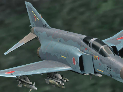 F4 Phantom 2 - Decalque Kai Texture-Totalmente Rigged-Changeble -Texto Modelo 3D