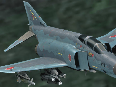 F4 Phantom 2 - Kai Texture-Fully Rigged-Changeble Decal -Text Modelo 3D