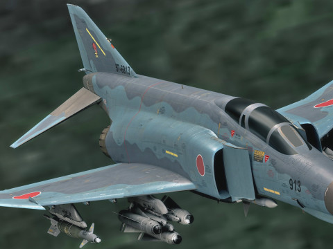 F4 Phantom 2 - Kai Texture-Fully Rigged-Changeble Decal -Text Modelo 3D