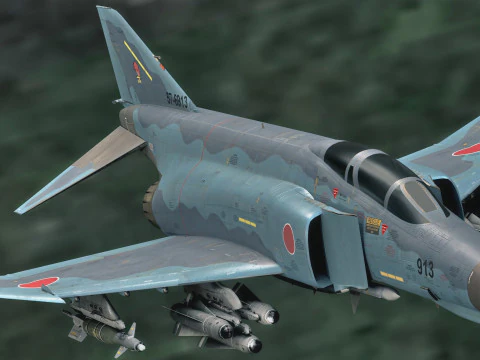 F4 Phantom 2 - Decalque Kai Texture-Totalmente Rigged-Changeble -Texto Modelo 3D