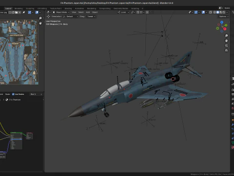 F4 Phantom 2 - Decalque Kai Texture-Totalmente Rigged-Changeble -Texto Modelo 3D