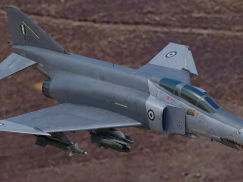 F4 Phantom2 - 4 different Changeble textures- Fully Rigged - Changable Decal-Text 3D Model