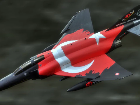 F4 Phantom2 - 4 different Changeble textures- Fully Rigged - Changable Decal-Text 3D Model