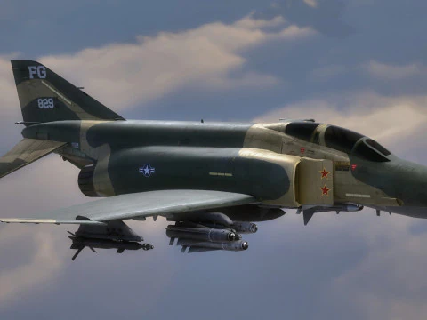 F4 Phantom2 - 4 different Changeble textures- Fully Rigged - Changable Decal-Text 3D Model