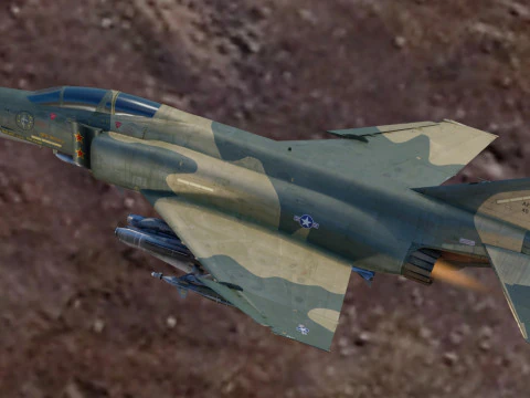 F4 Phantom2 - 4 different Changeble textures- Fully Rigged - Changable Decal-Text 3D Model
