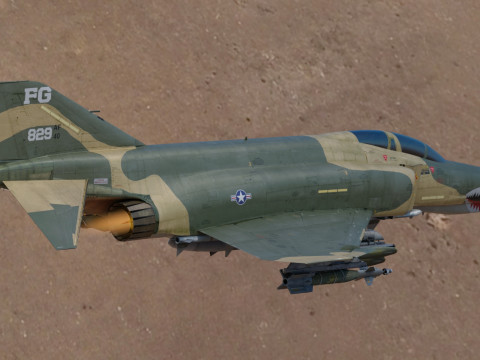 F-4 Phantom 2 - Multiple Textures-Fully Rigged-Changeble Decal-Text Modelo 3D