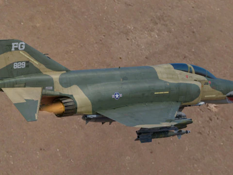 F4 Phantom2 - 4 different Changeble textures- Fully Rigged - Changable Decal-Text 3D Model